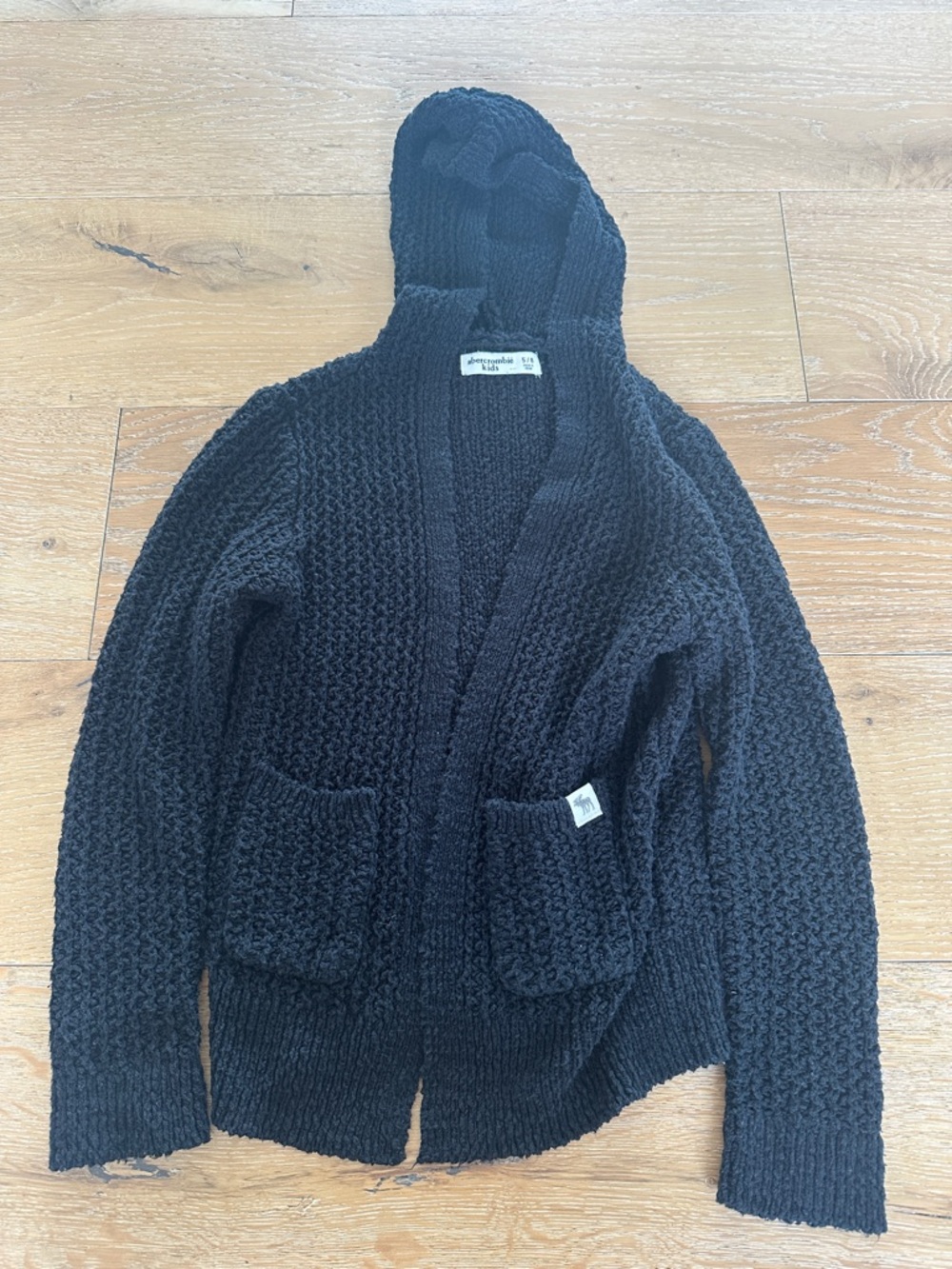 abercrombie kids Black Hooded Knit Cardigan